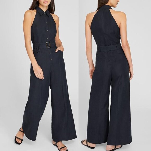 NWT Club Monaco Sleeveless Collared Jumpsuit in Black Size 6 $348 worn by Meghan - Picture 1 of 7